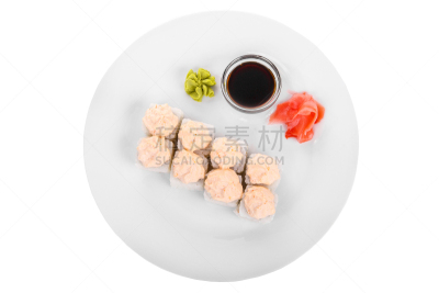 白色,寿司,背景,分离着色,菜单,一个物体,背景分离,酱汁,稻,份量