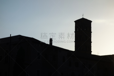 意大利,francesca da rimini,罗马,卢扎钟楼,水平画幅,无人,剪影,摄影