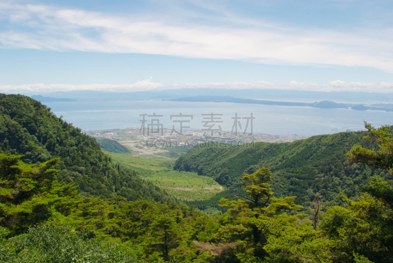 日本,火山,城市,草,岛原市,云仙岳,有明海,长崎市,长崎,熊本