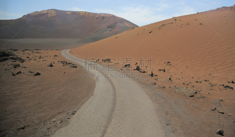 timanfaya national park,兰萨罗特岛,火山,水平画幅,无人,著名景点,火山地形,路,大西洋群岛,户外