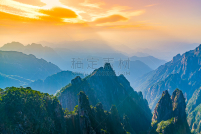 早晨,中国,黄山,背景,自然美,远距离,黄山山脉,安徽省,太平洋,世界遗产