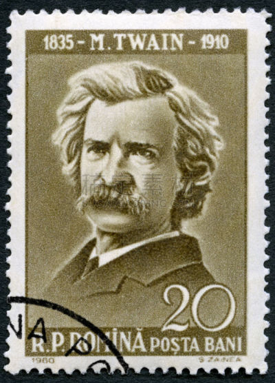 mark twain,罗马尼亚,1960,1910,朗赫,samuel,邮戳,穿孔的,垂直画幅