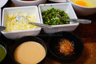 开胃酱,涮涮锅,寿喜烧,水平画幅,生食,膳食,组物体,泰国,清新,蔬菜