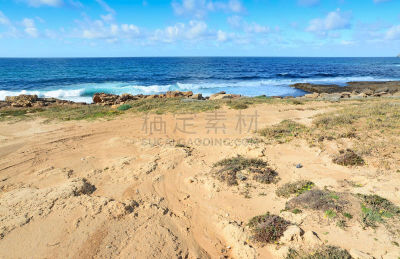 波浪,黄色,岩石,萨萨里,水,天空,水平画幅,沙子,银色,无人
