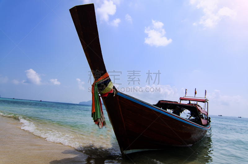 大皮皮岛,长尾船,泰国,海滩,岛,海洋,部分,甲米省