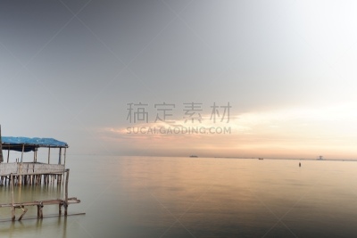 印度尼西亚,井里汶,海滩,船,自然美,石头,户外,天空,晴朗,自然