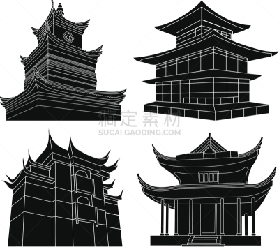 宝塔,背景分离,围墙,著名景点,中国,艺术品,屋顶,绘画插图,建筑,建筑结构