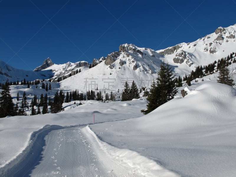 冬天,自然美,白昼,布朗沃尔德,天空,水平画幅,雪,无人,滑雪坡,户外