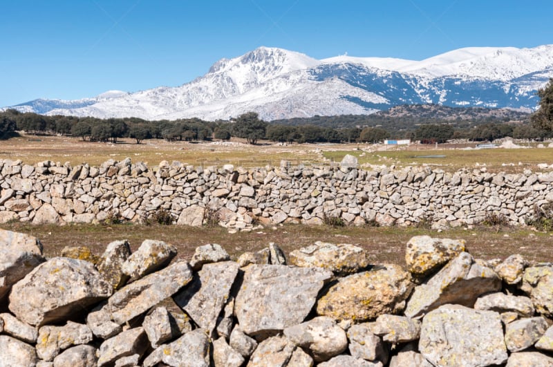 瓜达拉马山脉,西班牙,马德里省,风景,石墙,水平画幅,山,墙,雪,无人