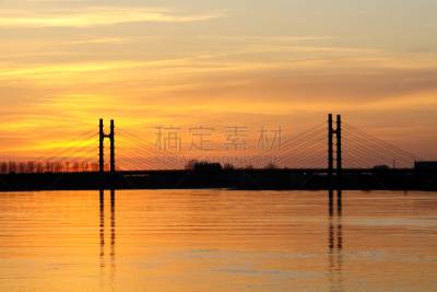 河流,甘本,上艾瑟尔,水,天空,水平画幅,无人,户外,荷兰,彩色图片