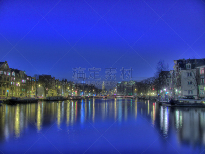 夜晚,荷兰,冬天,阿姆斯特丹,红灯区,水平画幅,建筑,无人,运河,欧洲