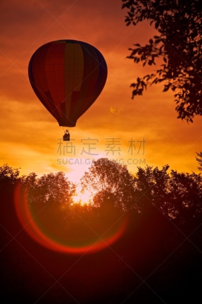 早晨,垂直画幅,气球节,无人,2015年,路易斯顿,棕色头发,热气球,摄影,树
