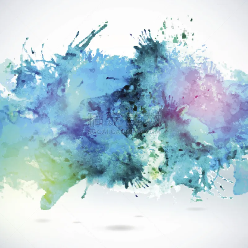 蓝色 华丽的 水彩背景 头球 水彩颜料 河流 多色的 水彩画颜料 涂料图片素材下载 稿定素材