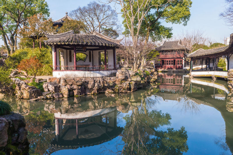 苏州,亭台楼阁,中国,拙政园,运河,江苏省,过去,池塘,世界遗产,传统