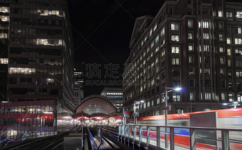 夜晚,金丝雀码头,天空,地名,泰晤士河,英格兰,港区轻轨铁路,都市风景,现代,建筑业