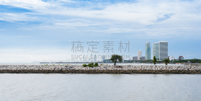 琼不里省,泰国,海滩,居住区,水,天空,美,度假胜地,水平画幅,云