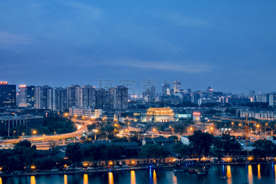 北京,都市风景,故宫,博物馆,宫殿,宝塔,外立面,地形,水平画幅,夜晚