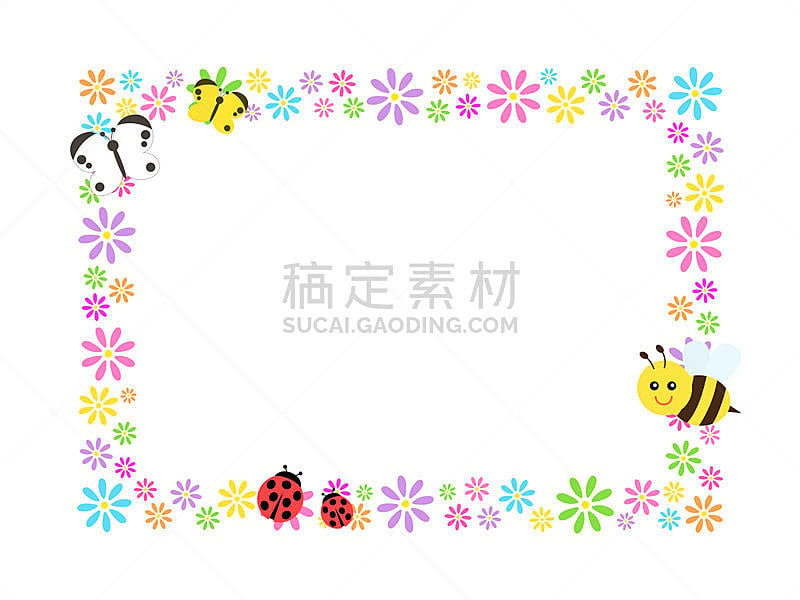 春天,华丽的,季节,边框,信函,相框,图像,瓢虫,黄蜂,花瓣