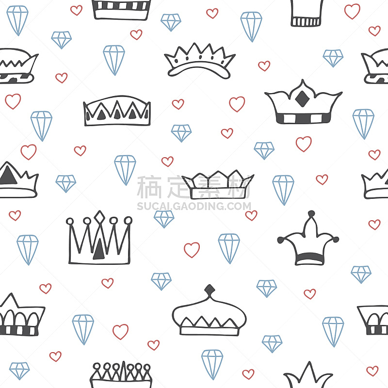 四方连续纹样,王冠,手,钻石形,王子,可爱的,华丽的,纺织品,华贵,公主