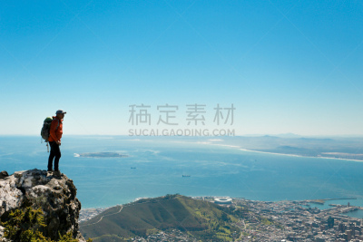 看风景,开普敦,男人,南非桌山,仅男人,仅一个男人,大西洋,桌湾,坎普湾,户外