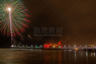 放焰火,代顿海滩,佛罗里达,新年前夕,美,城镇景观,公园,新的,度假胜地,水平画幅