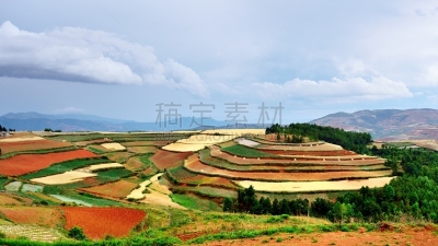 中国,云南省,陆地,红色,桨叉架船,非凡的,拼块地形,昆明,丘陵起伏地形,梯田