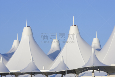 科罗拉多国际机场,屋顶,天空,水平画幅,建筑,无人,蓝色,户外,现代,白色