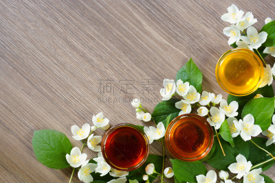 蜂蜜,茉莉,枝,贺卡,水平画幅,无人,创造力,杯,花,摄影