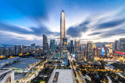 深圳,金融区,夜晚,拥挤的,活力,现代,建筑业,著名景点,户外,天空