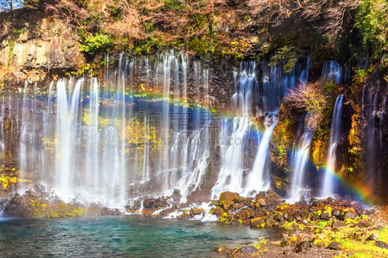 瀑布,przewalski,彩虹,shiraito falls,富士山,自然,水平画幅,无人,日本,湿