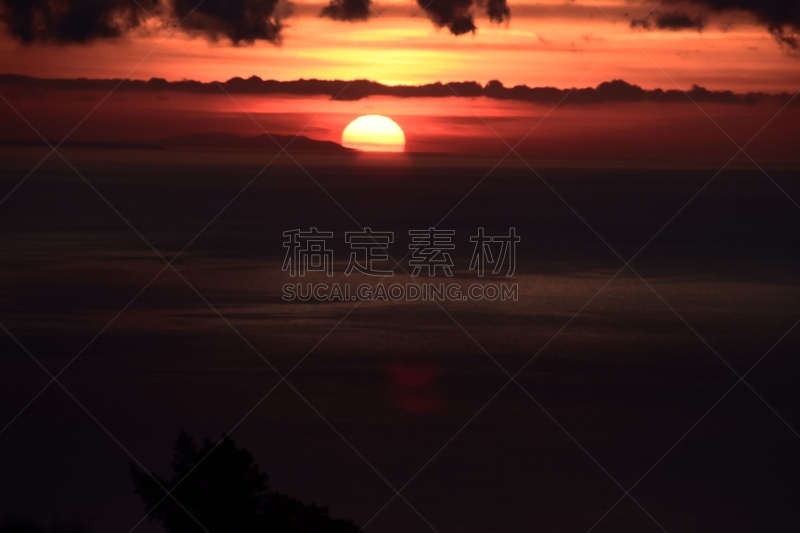 自然美,海洋,地平线,云景,太平洋岛屿,法国,环境,云,橙色,落日海滩
