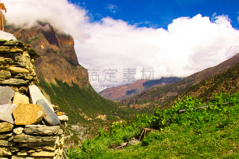 安娜普娜环线,徒步旅行,水,天空,沟壑,水平画幅,山,无人,夏天,户外