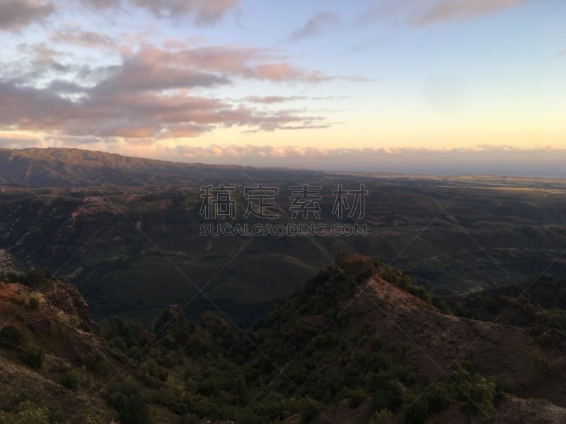 考艾岛,尼豪岛,夏威夷,地平线,外米亚峡谷,月亮,充满的,岛,太平洋岛屿,图像