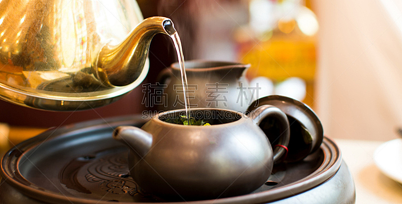 茶壶,处于困境,沸腾的,茶,茶杯,花茶,茶碟,饮料,传统,健康保健