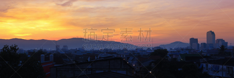 合艾市,城市,山,风景,在上面,宋卡府,自然,天空,水平画幅,景观设计