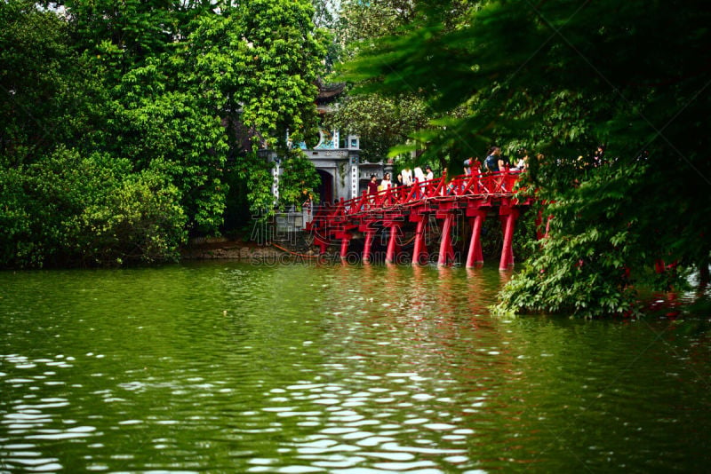 河内,雷德布里奇,栖旭桥,还剑湖,红色,越南,水平画幅,无人,户外,摄影