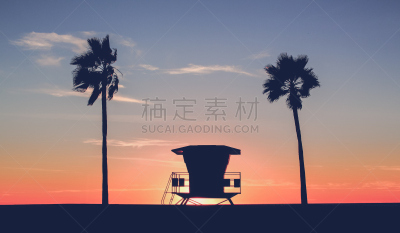 救生舱,水,天空,衰老过程,古老的,古典式,棕榈树,海浪,海滩,热带气候