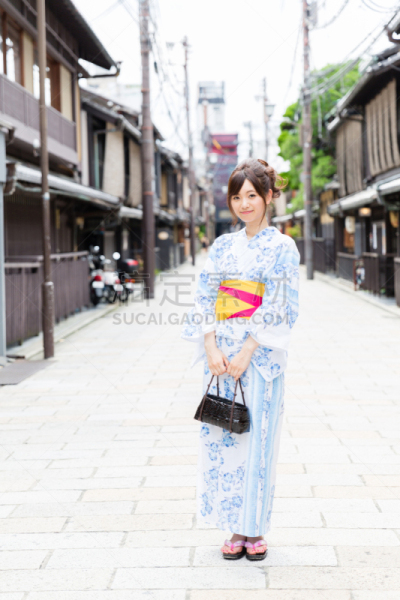 京都府,和服,青年人,女人,衣服,木屐,日本式短袜,便装和服,京都市,城镇景观