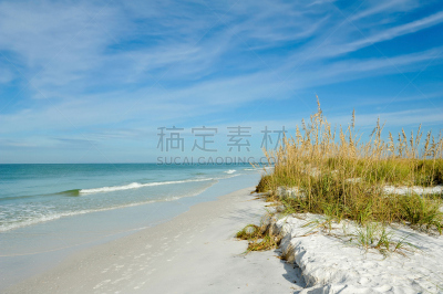 佛罗里达,自然美,海岸线,天空,水平画幅,沙子,无人,夏天,户外,草
