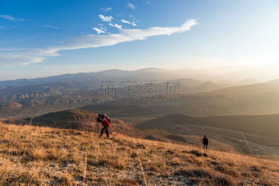 山顶,持杖健走,流动的行人,地形图,地平面,悬崖,高大的,非凡的,宏伟,天空