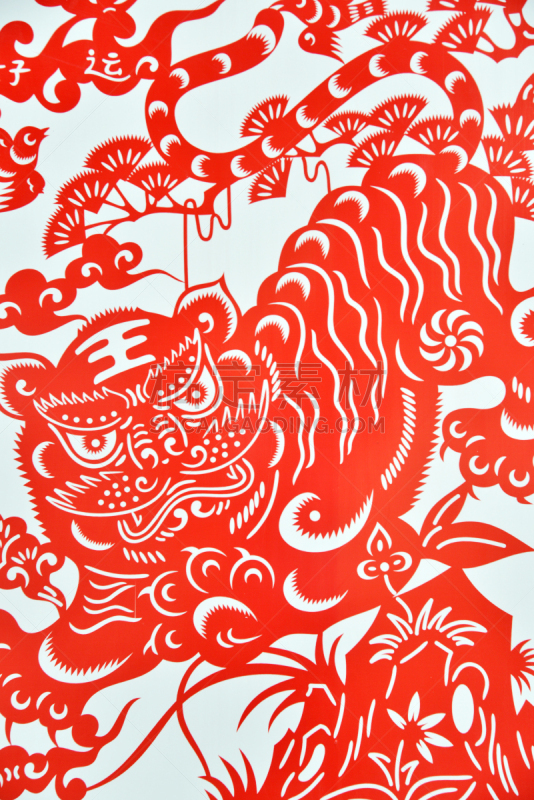 虎,纸,新年前夕,月亮,马年,动画片,土象星座,十二生肖,垂直画幅,艺术