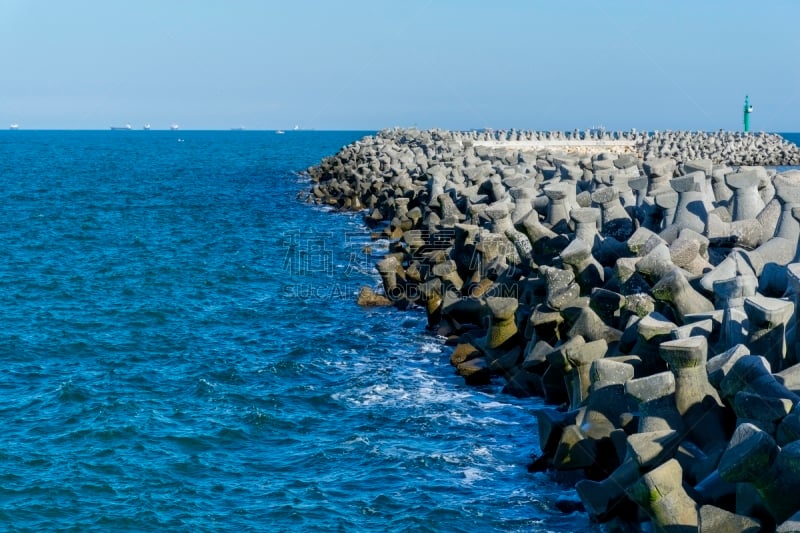 海港,混凝土,豌豆荚,脂鲤,破浪堤,康斯坦察,块状,水,重的,水平画幅