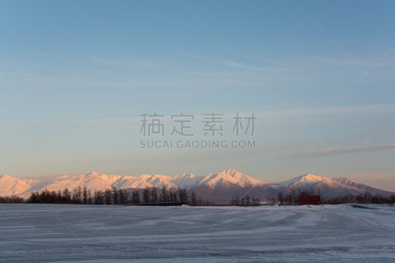 雪,夜晚,山,山脉,贺卡,橙色,黄昏,日本落叶松,春天,深雪