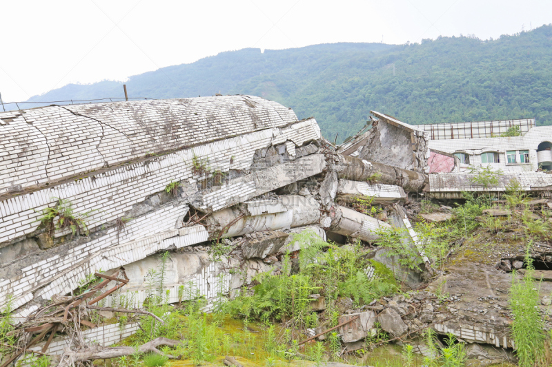 地震,房屋,北川县,绵阳,自然,窗户,水平画幅,建筑,拆毁的,损坏的