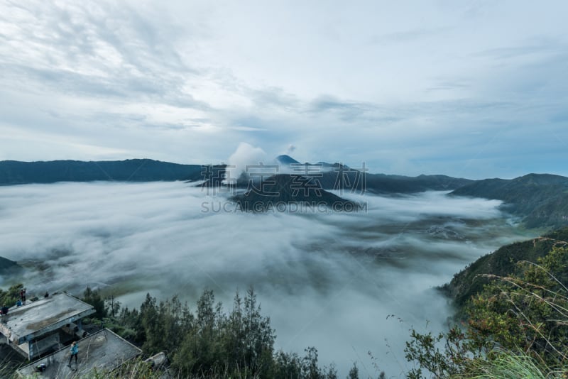 婆罗摩火山,雾,风景,塞梅鲁火山,滕格尔火山,bromo-tengger-semeru national park,东爪哇,爪哇,水平画幅,沙子