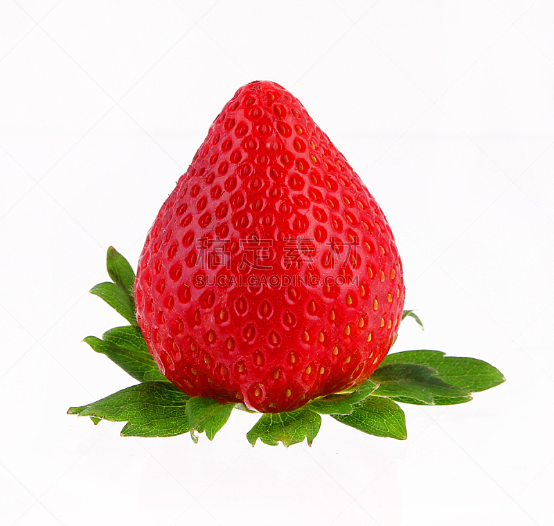 草莓,水平画幅,绿色,水果,无人,白色背景,熟的,甜食,影棚拍摄,红色