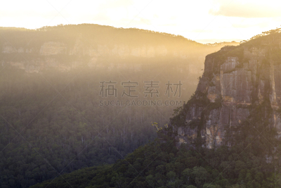锐角,三姐妹峰,蓝山,大分水岭,峭壁,观测点,美,水平画幅,无人,夏天
