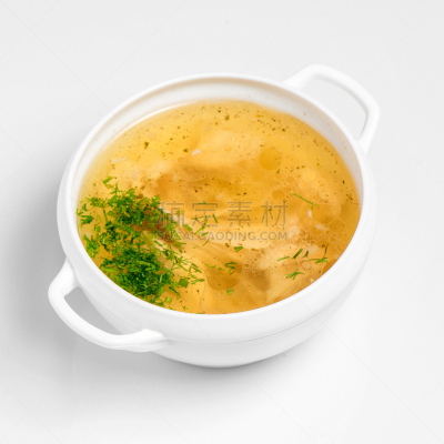 碗,鸡汤,食用菌,白色背景,白色,胡萝卜,开胃品,膳食,精制土豆,乡村风格