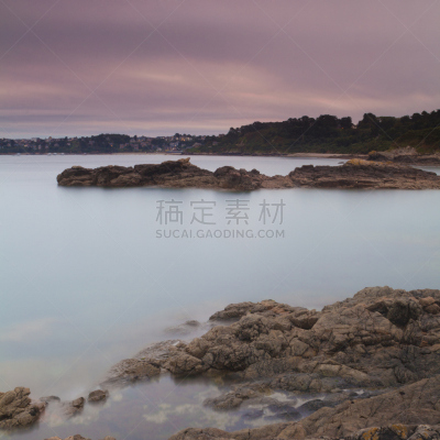 长时间曝光,伦敦城,玫瑰海岸,波罗马纳什,曼彻,岩石海岸线,布列塔尼,水,天空,阿摩尔滨海省