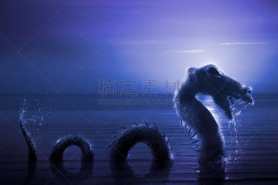 水,尼斯湖水怪,远古的,幻想,图像,侏罗纪,海洋,蛇颈龙,原始主义,中世纪时代